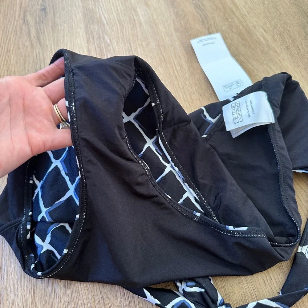 CHANEL Black Lattice-Print One-Piece Swimsuit